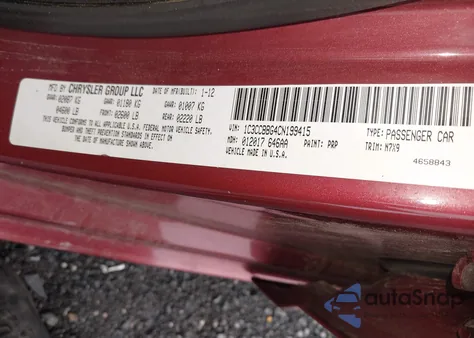 2012 Chrysler 200 Touring from USA, damaged, VIN 1C3CCBBG4CN199415